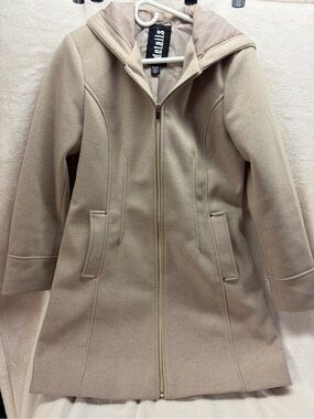 Women's Beige Hooded Trench Coat